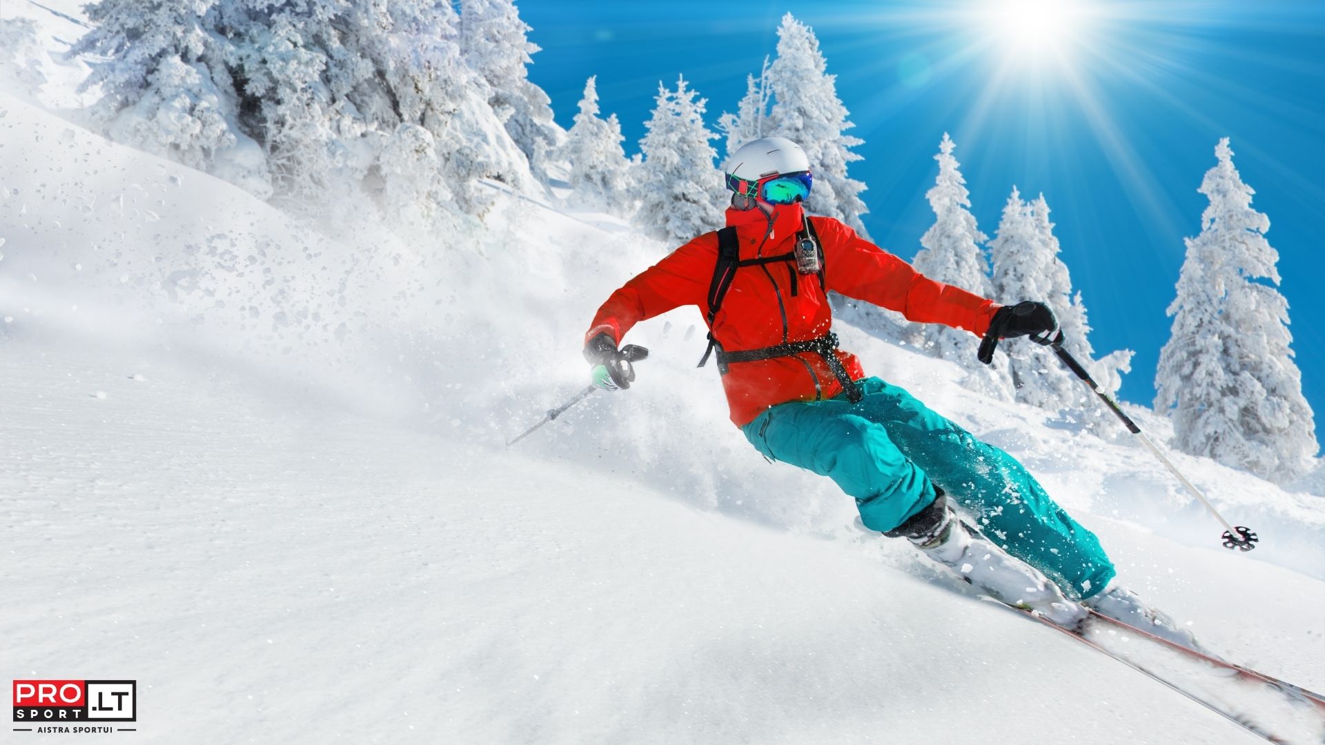 Kalno papėdėje posūkį laužiantis slidininkas pasirinkęs individualiai pritaikytas slides ir slidinėjimo lazdas užtikrintam saugumui ir nepamirštamiems įspūdžiams.